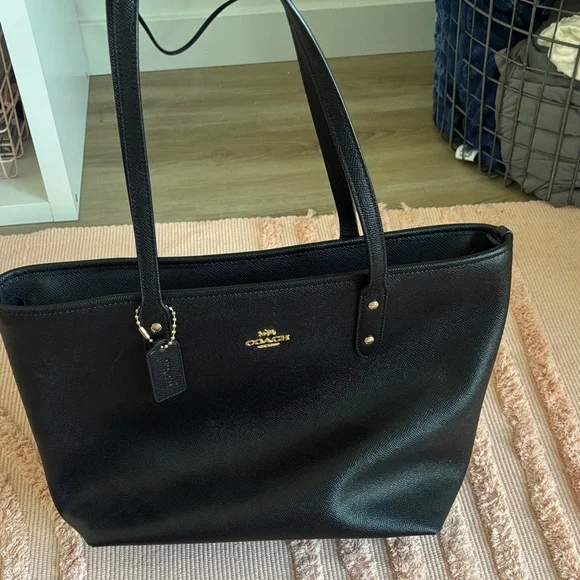 Coach Black Tote with Gold Accents - Picture 3 of 9